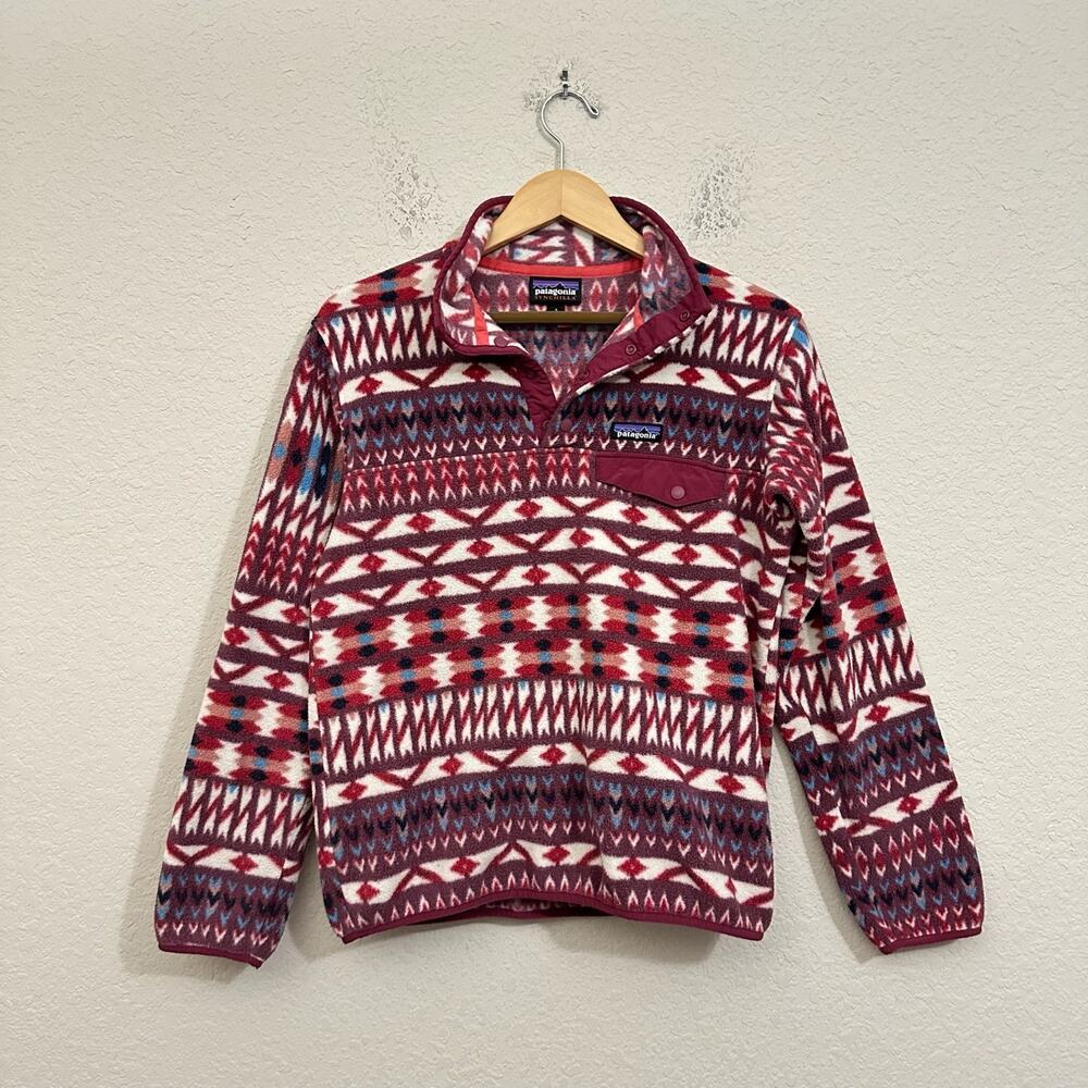 PATAGONIA Synchilla Snap-T Pullover Dark Currant Fleece Tribal Aztec